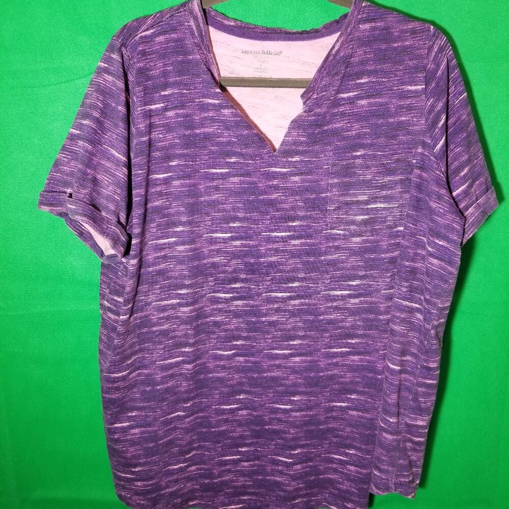 Woman Within Heathered Plus Boho Artsy Casual Top Large 18/20 Purple Pink‎